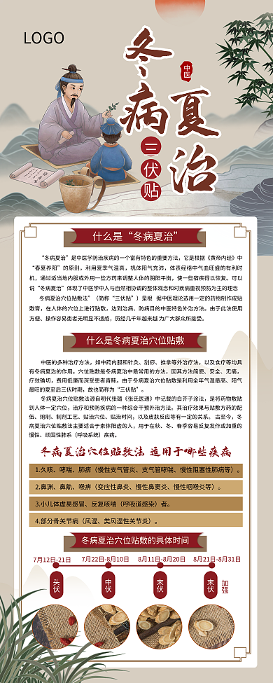 中医三伏贴冬病夏治宣传展架