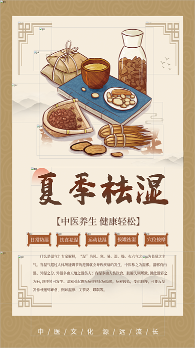 夏季身体穴位按摩夏季祛湿妙招中医海报