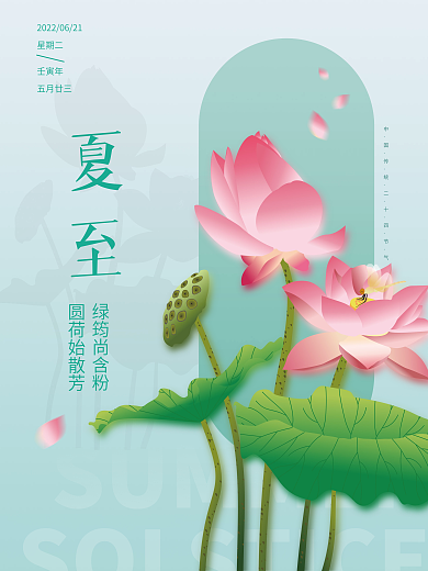 夏至二十四节气星期二荷花唯美创意节日