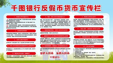 简约银行反假币货币广告宣传栏