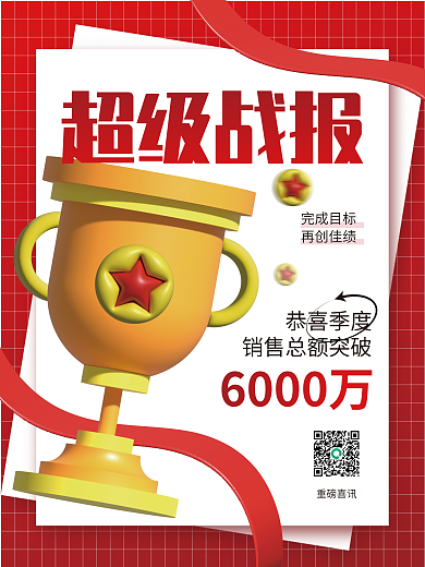 创意趋势恭喜季度重磅喜讯3d元素喜报战报海报