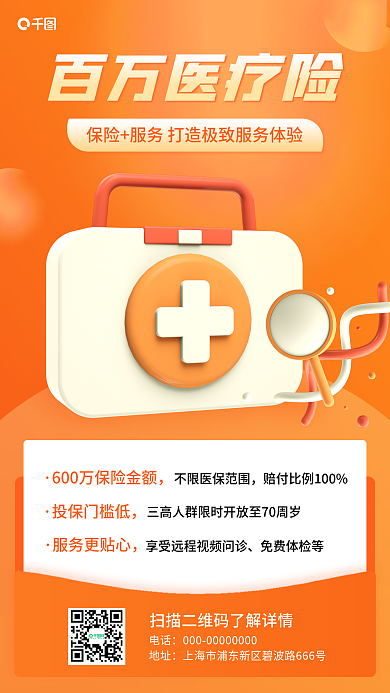 百万医疗险百万医疗险投保门槛低手机海报