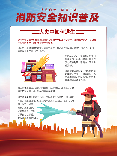 蓝色简约科普四件套海报