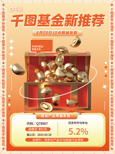 3d元素基金新推荐业绩牛营销海报
