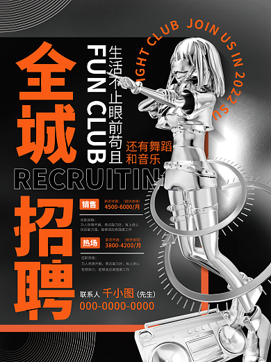 酸性潮流全城招聘ktv招聘招募工作海报