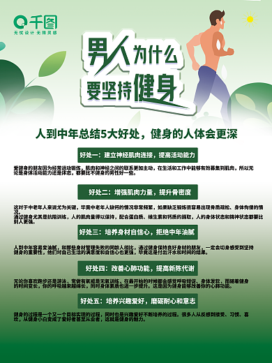 健身绿色好处一好处二凤科普海报
