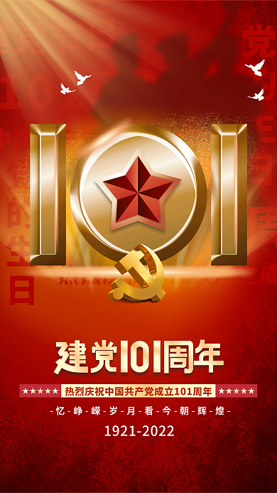 红色大气七一建党节党的生日节日宣传海报