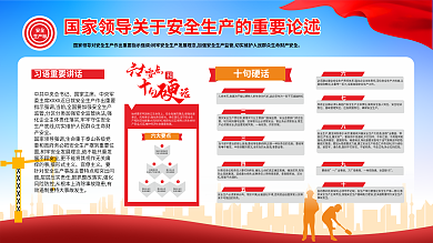 安全生产十句硬话一岗双责月活动展板