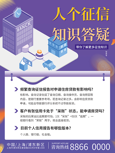 理财信贷咨询热线有影响知识科普宣传海报