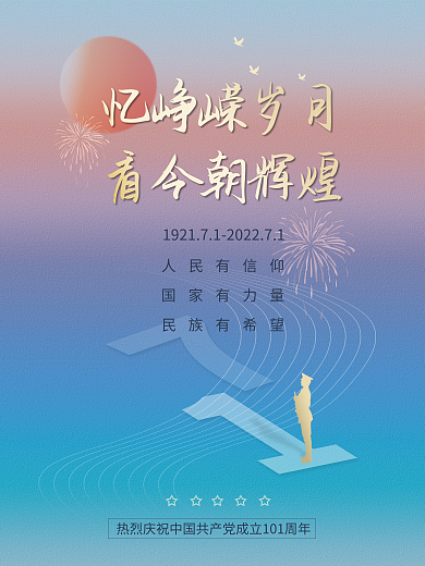 七一建党节忆峥嵘岁月看今朝辉煌创意海报