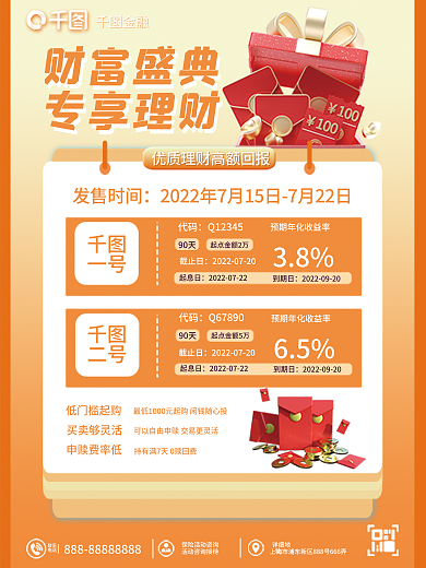 3d元素财富盛典专享理财宣传海报