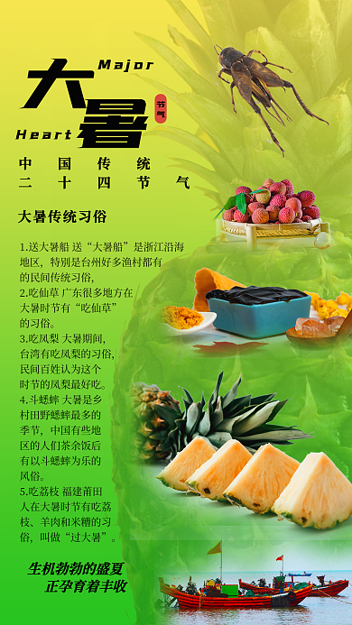 大暑习俗大暑船是浙江沿海简约海报