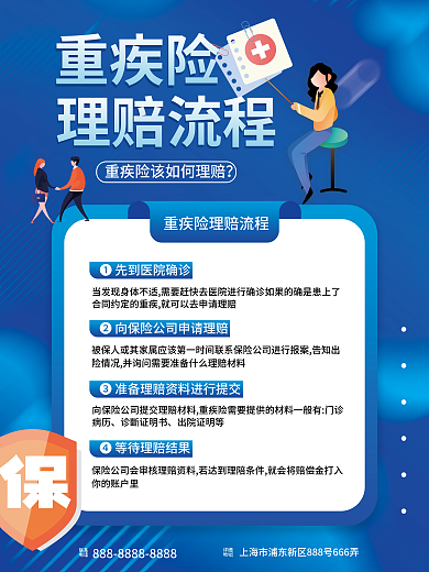 重疾联系电话流程宣传海报
