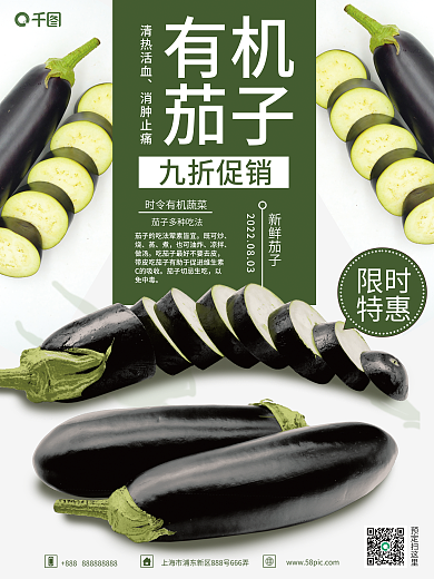 有机蔬菜茄子销售海报