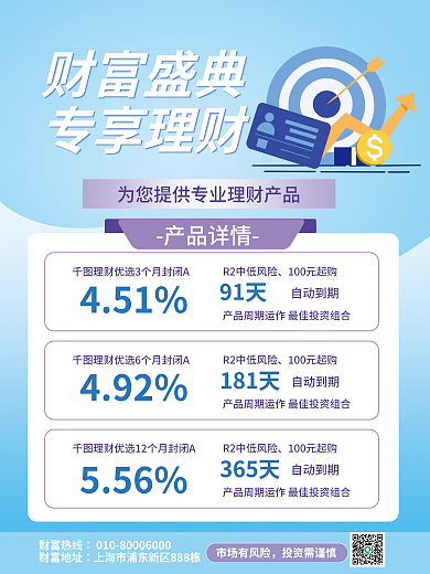 简约金融自动到期91天营销宣传海报