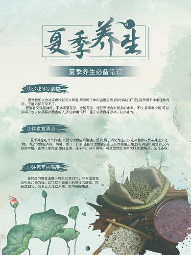 中国风夏日金银花茶祛热补气养生海报