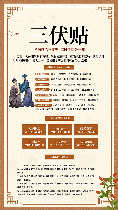 中医三伏贴夏天海报