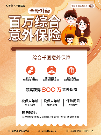 意外险产品理赔流程意外保障营销海报