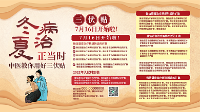 简约冬微信语音治微信语音治中医三伏贴养生健康宣传展板