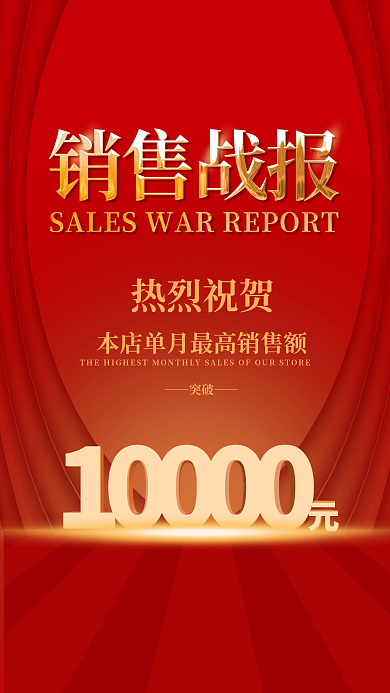 红色简约10000热烈祝贺海报