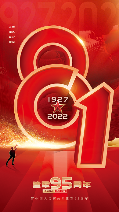 81建军节不忘初心牢记使命海报
