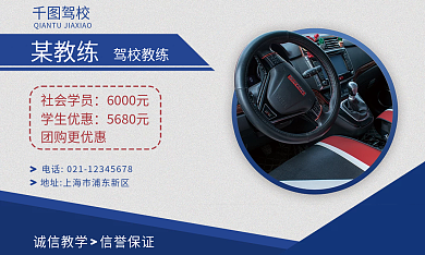 驾校教练简约高端商务名片