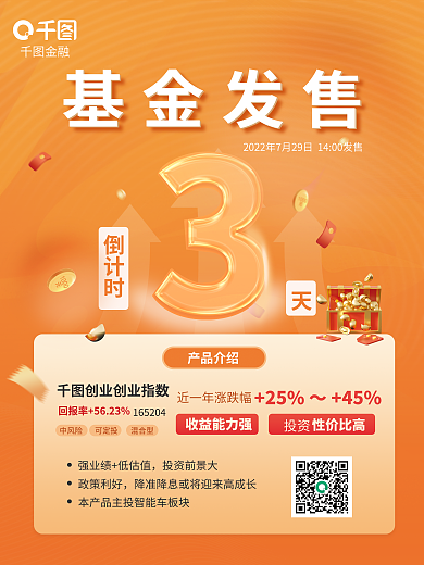基金发售收益能力强性价比高金融海报