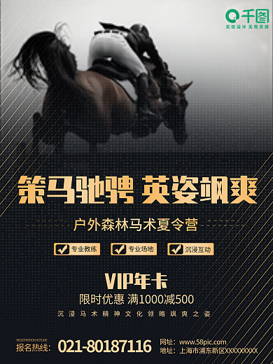 马术活动VIP年卡网址商业海报