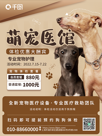 简约宠物医院萌宠医馆活动时间套餐优惠促销活动海报