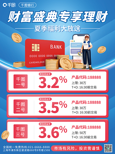 简约金融市场有风险投资需谨慎宣传海报