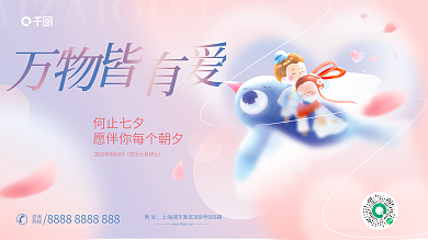 简约小清新地址咨询情人节爱在七夕节日展板