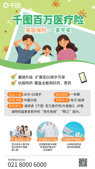 家庭保险一家平安百万医疗险海报