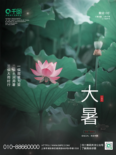 创意简约二十四节气冷在三九大暑宣传海报