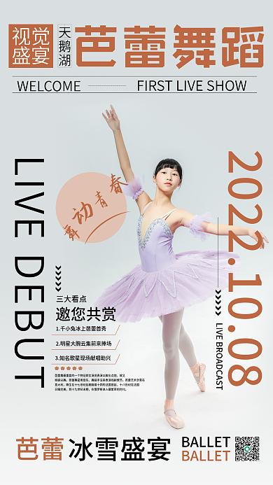 简约芭蕾舞蹈培训海报