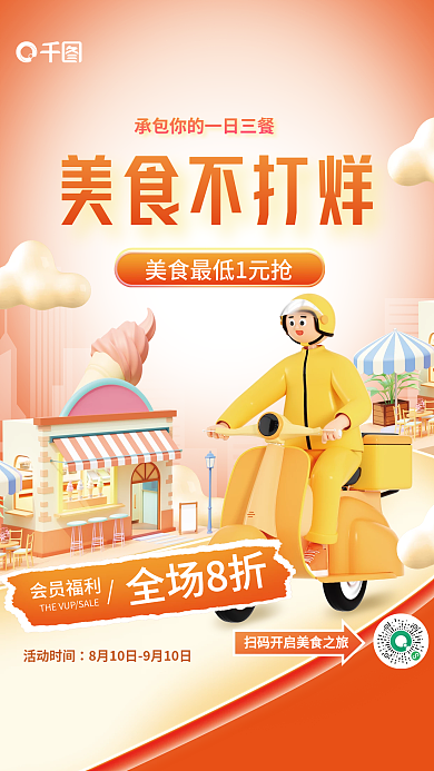 美食不打烊美食不打烊全场8折海报