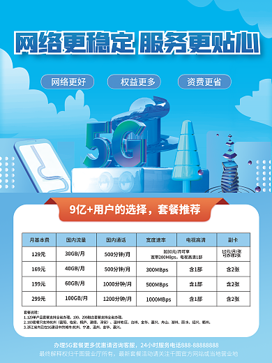 5g套餐网络更好权益更多海报
