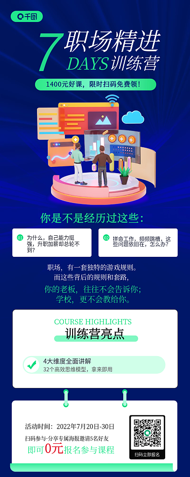 职场培训课程优势介绍3d信息长图