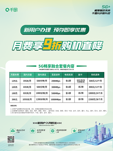5g套餐129元169元合约促销商业海报