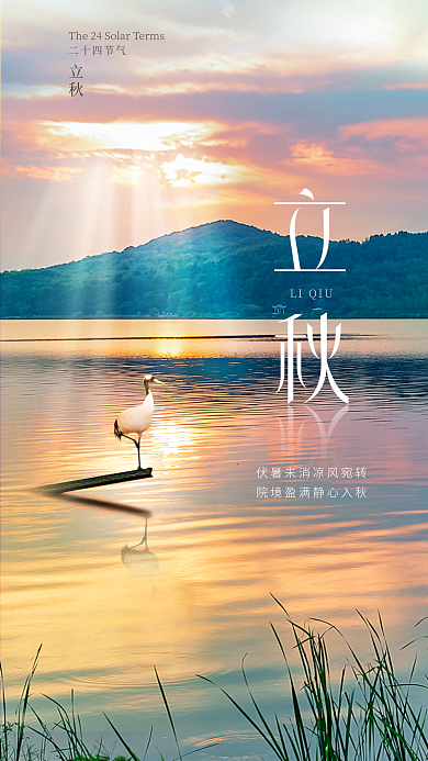 简约意境LIQIU二十四节气立秋节气节日海报
