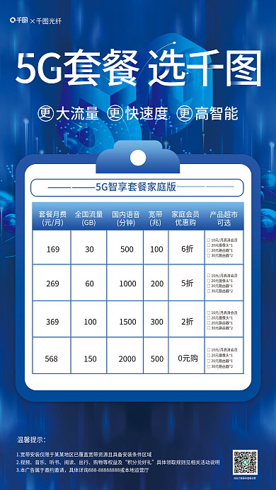 互联网5g×光纤2视频宣传海报