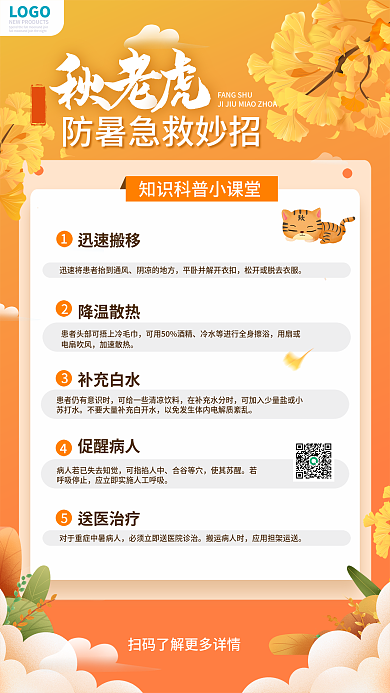 简约小清新LOGO阴凉的地方防暑事项知识科普海报