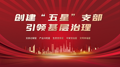 简约创建五星支部党建海报展板红色背景