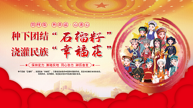 种下团结种下团结石榴籽浇灌民族幸福花党建展板海报
