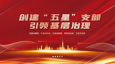 红色党建创建五星五星支部宣传展板