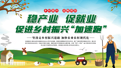 稳产业乡村振兴实现促进乡村振兴加速跑党建展板