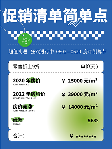 扁平地产合计房价竞涨楼市海报