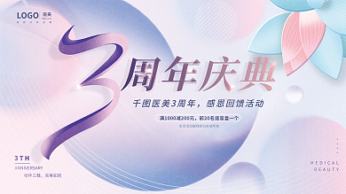 医美周年庆典促销展板