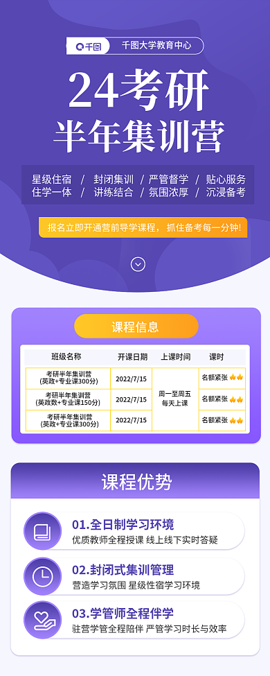 24考研课程优势24考研招生3d宣传信息长图