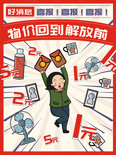 特卖促销好消息喜报折扣满减红色复古海报