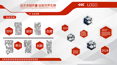 简约化LOGO企业历程企业文化展板